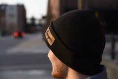 Custom Leather Patch Beanie