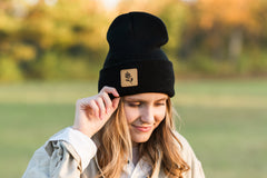 Custom Leather Patch Beanie